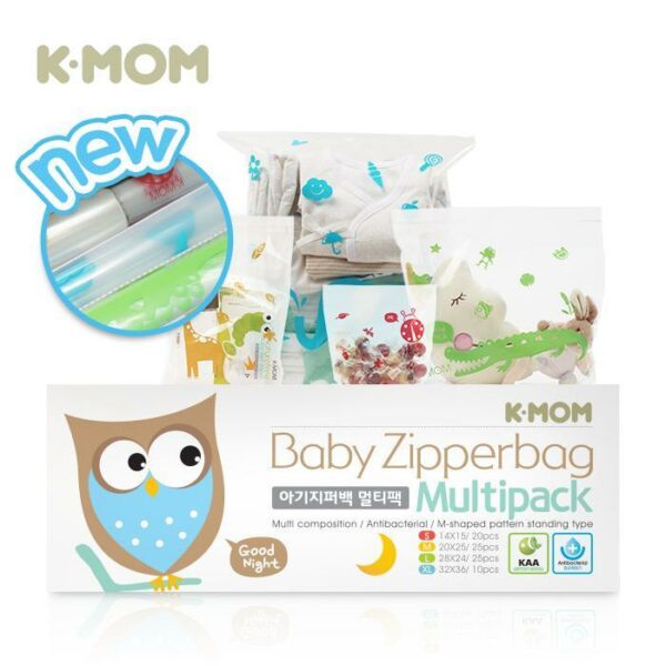  K-MOM Antibacterial, Reusable Zipper Bags (multipack)