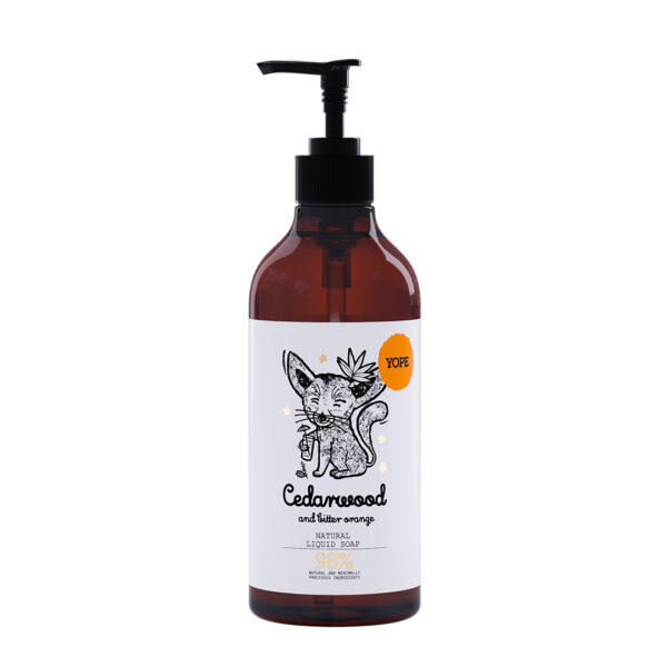 YOPE Natūralus skystas muilas "Kedro mediena ir kartusis apelsinas", 500 ml.