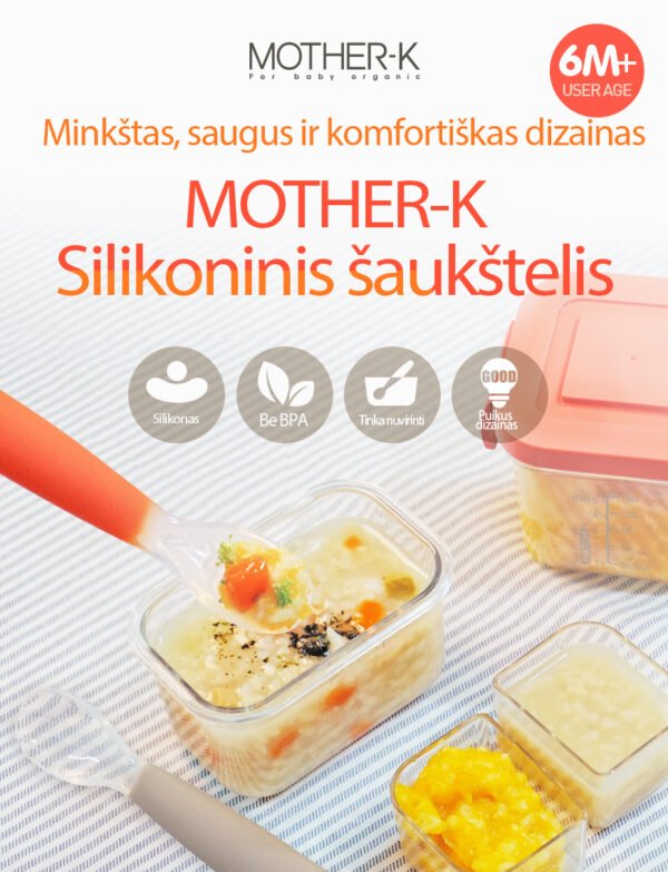 MOTHER-K  Silikoniniai šaukšteliai su dėklu (2 vnt.)