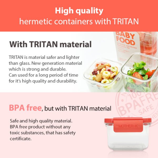 Mother-K Tritan Food Storage Container (square | orange | 2 pcs.)