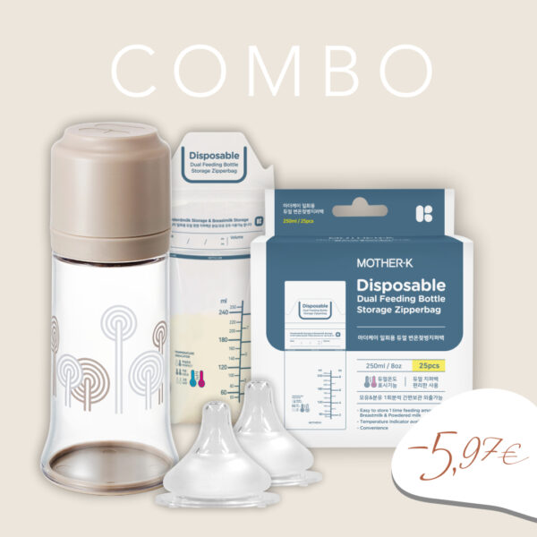 COMBO! Quick-prep bottle, pouches and pacifier set