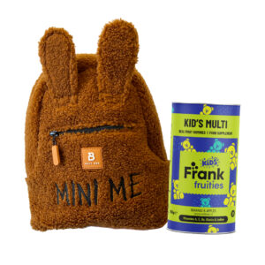Must Bee kuprinė "MINI ME" ir "FrankFruities" vaikiškų vitaminų komplektas