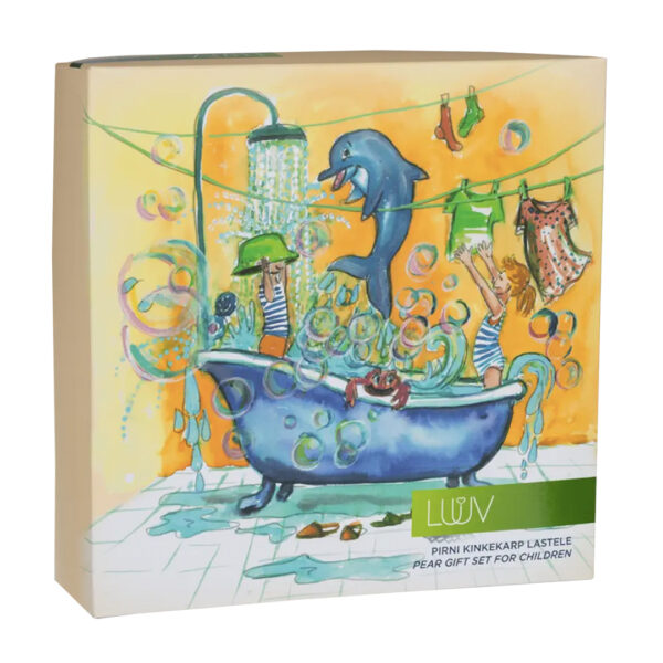 LUUV gift box with pear-scented shampoo and bath foam