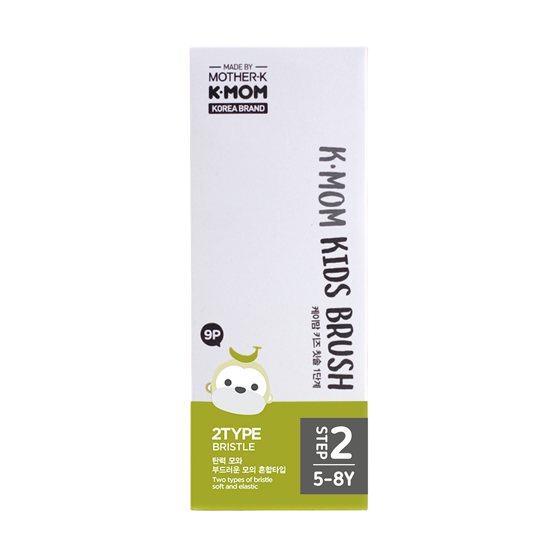 Specialus pasiūlymas! K-MOM Vaikiškų dantų šepetėlių rinkinys (9 vnt. II etapo, 5-8 m.) + DOVANA K-MOM dantų pasta su fluoru