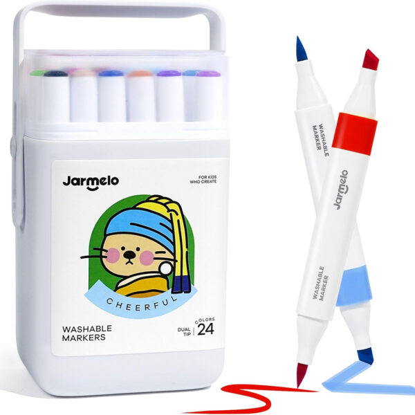 Gift with Purchase! Jarmelo washable dual-tip markers 24 pcs. + GIFT colouring book Pixels