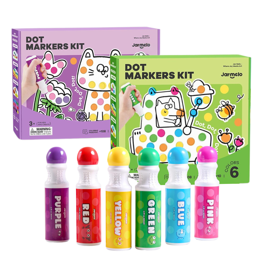 Jarmelo Lengvai išsiplaunantys apvalūs taškavimo flomasteriai, nuo 2 metų 1 flomasteriai