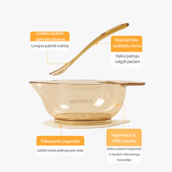 Mother-K PPSU adhesive bowl and spoon, from 6 months