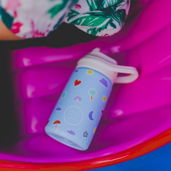 Cool Bottles vaikiška nerūdijančio plieno gertuvė su atlenkiamu šiaudeliu, 350 ml.
