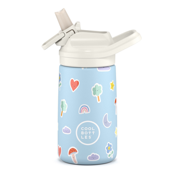 Cool Bottles vaikiška nerūdijančio plieno gertuvė su atlenkiamu šiaudeliu, 350 ml.