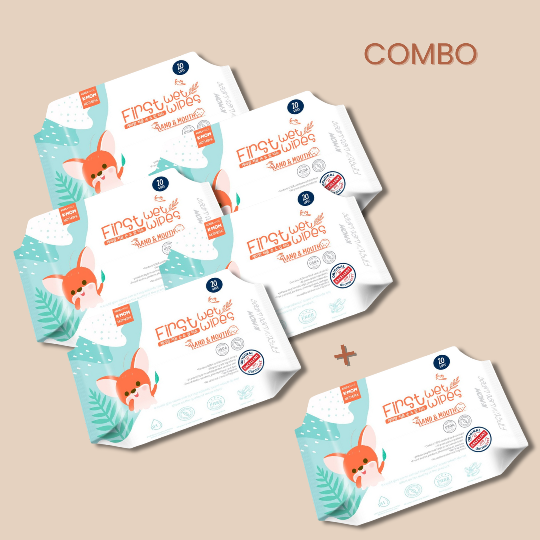 COMBO pasiūlymas! 6 už 5. K-MOM organiškos rankų ir burnos drėgnos servetėlės "Voverė", (20 vnt.) 1 COMBO pasiūlymas! 6 už 5. K-MOM organiškos rankų ir burnos drėgnos servetėlės "Voverė", (20 vnt.)