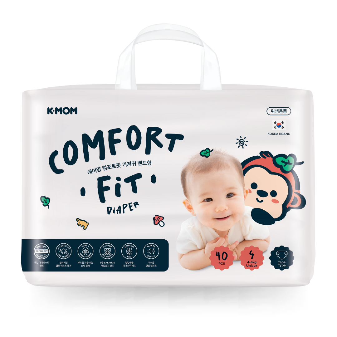K-MOM Comfort Fit diapers size S (4-8 kg), 40 pcs 1 sauskelnės