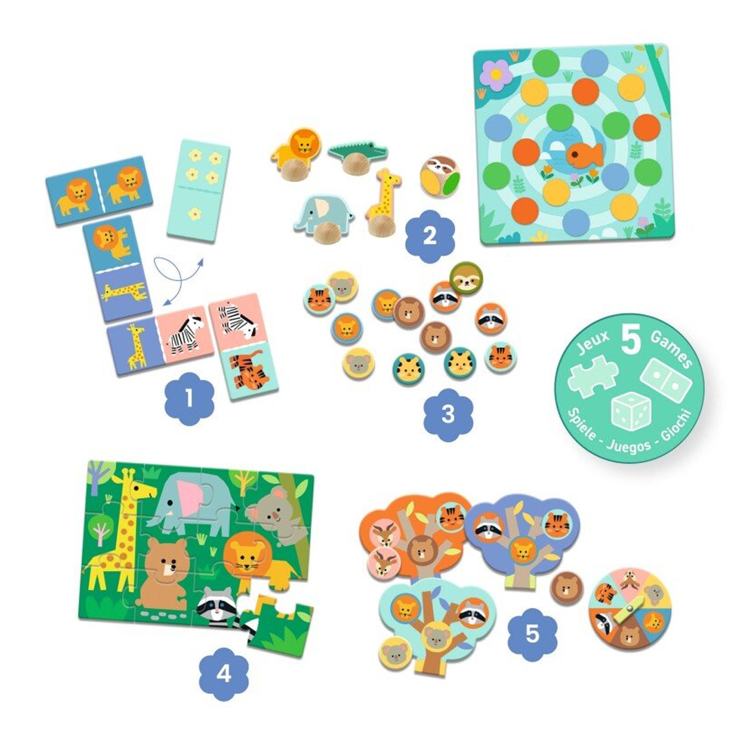 Djeco Edukacinių žaidimų rinkinys Laukiniai gyvūnai, nuo 3 metų