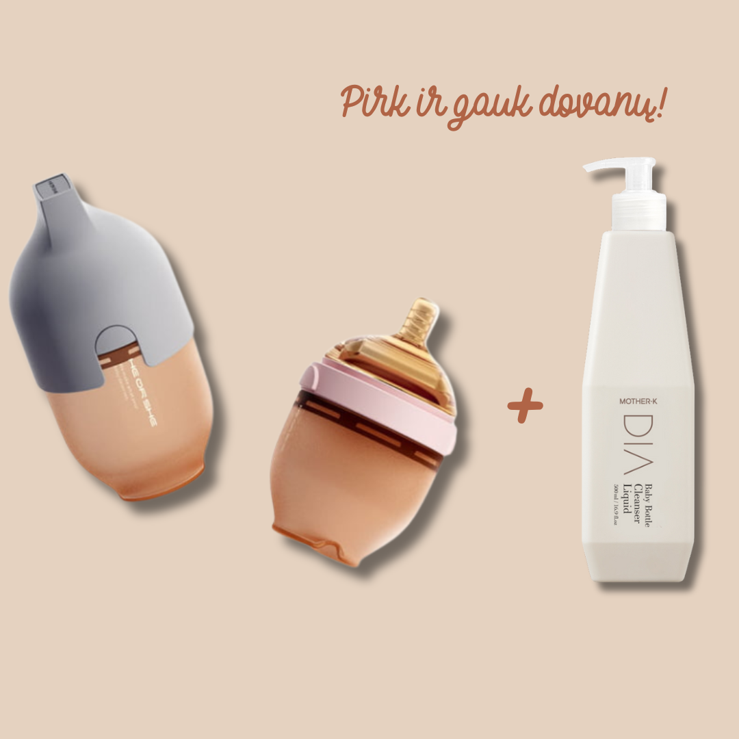 Specialus pasiūlymas! HEorSHE "Ultra Wide Neck" buteliukas, 160 ml. + DOVANA Mother-K DIA Buteliukų ploviklis 1 buteliukas