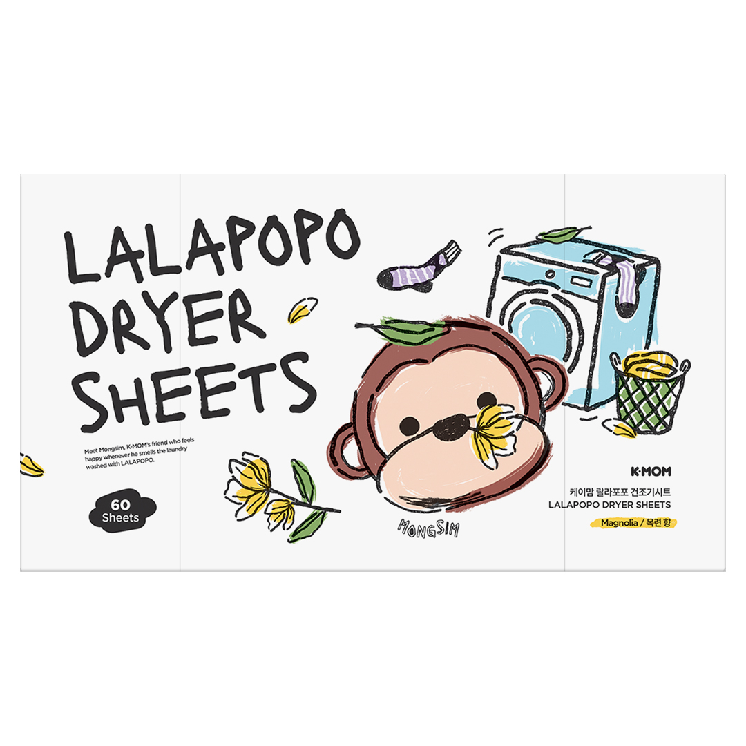 K-MOM Lalapopo Dryer Sheets Magnolia, 60 pcs