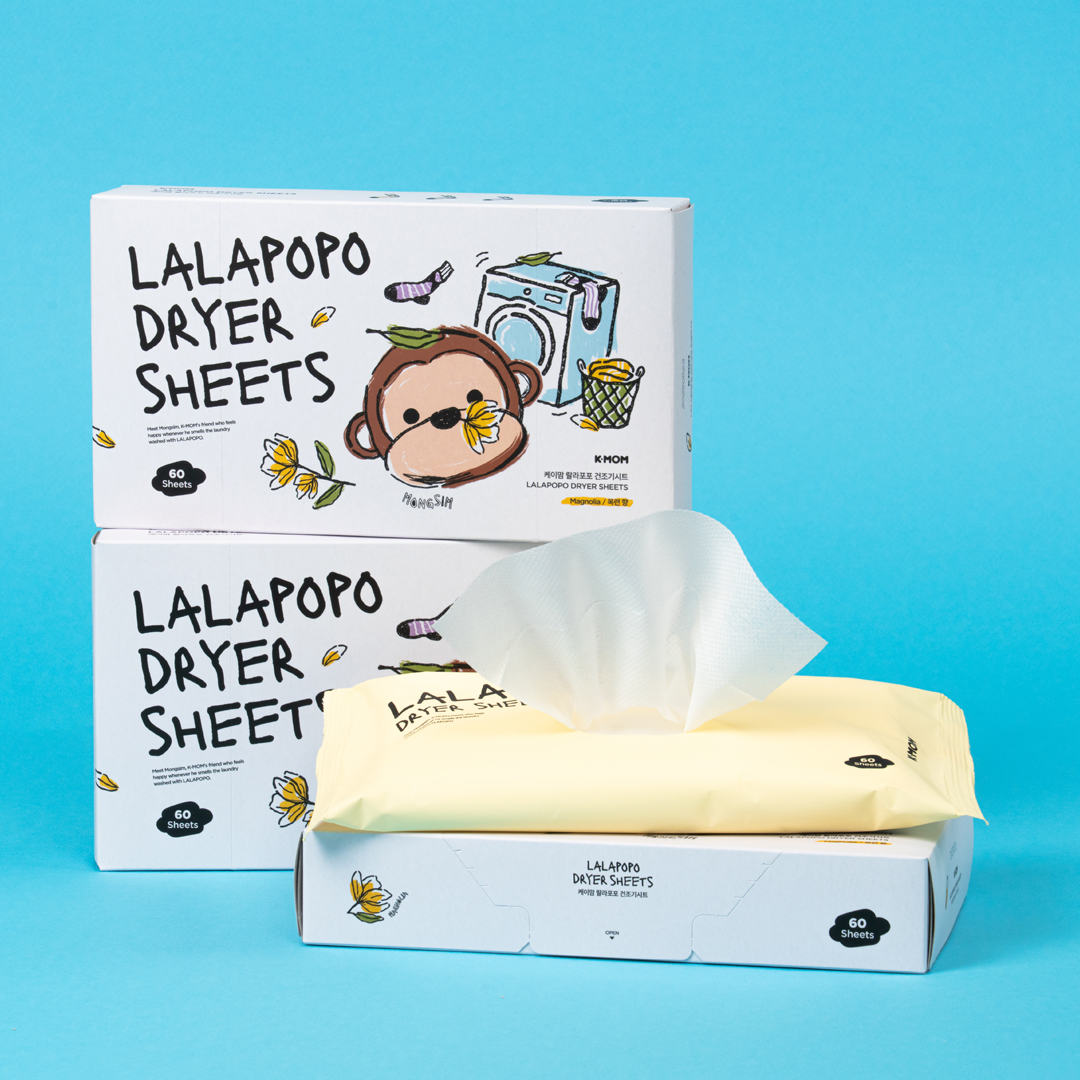 K-MOM Lalapopo Dryer Sheets Magnolia, 60 pcs