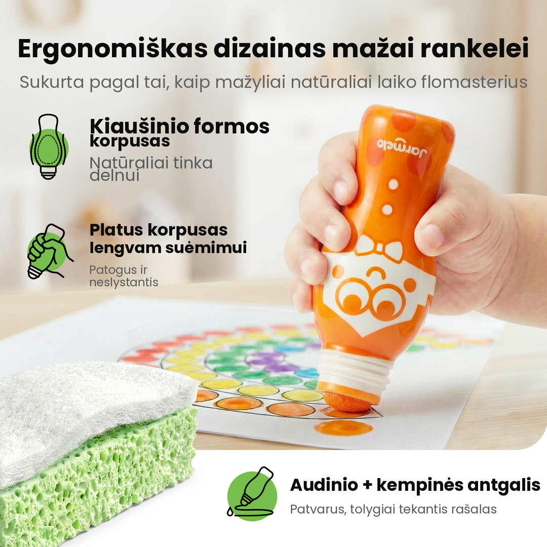 Jarmelo Dot Family nuplaunami taškavimo flomasteriai, nuo 3 metų